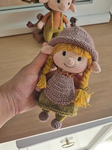 عروسک دستبافت دختر و پسر روستایی